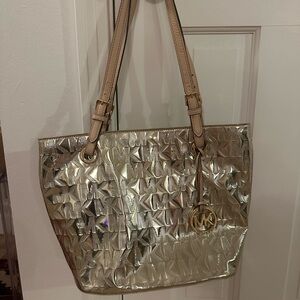Michael Kors Gold Metallic Tote with Luxe Finish